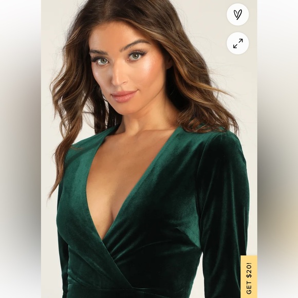 Sensational Memories Emerald Green Velvet Surplice Maxi Dress - Picture 2 of 3